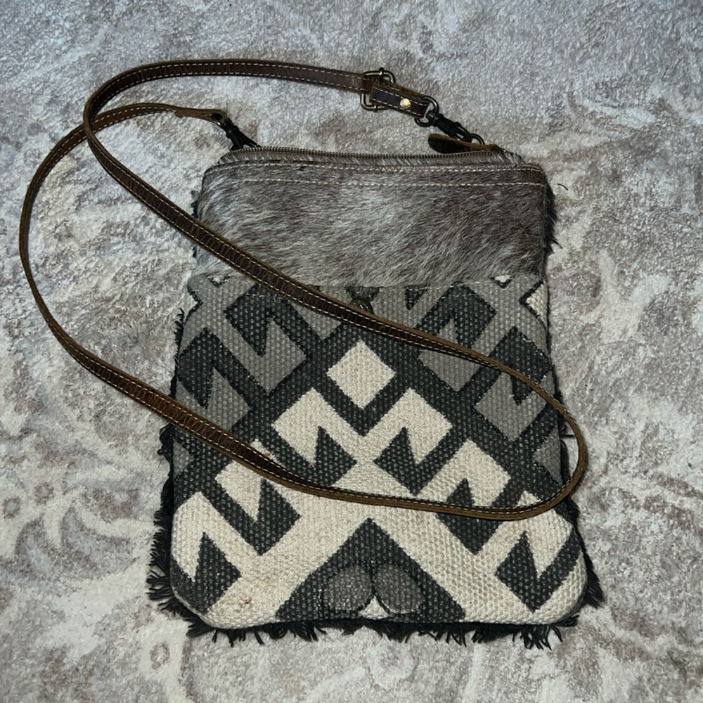 Myra bag beary hairy Aztec with leather strap